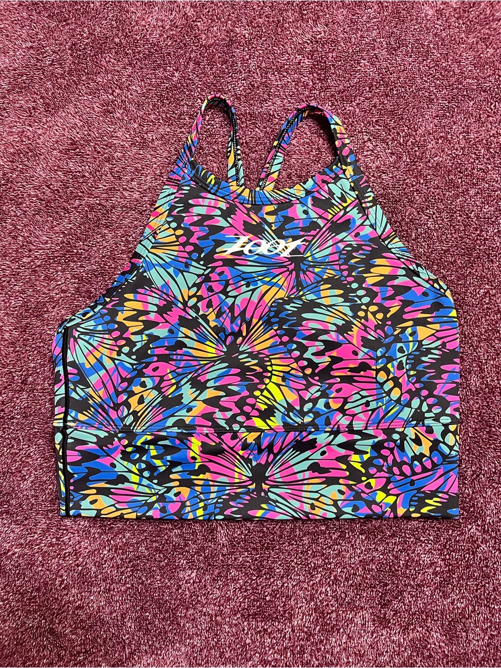 Zoot Multi-Color Butterfly Print High-Neck Sports Bra